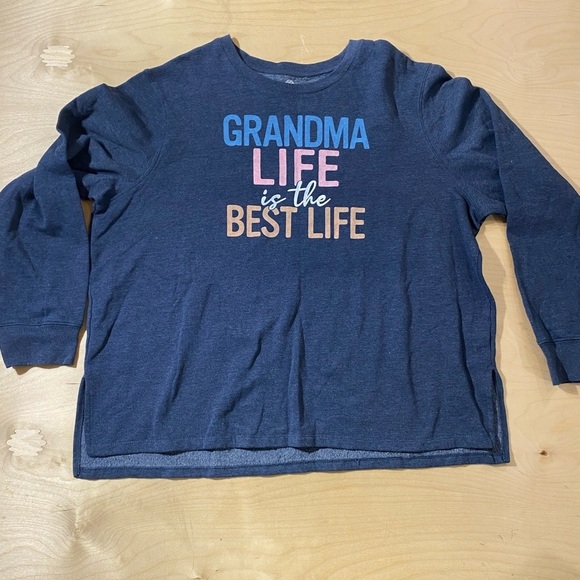 Positive Tees Tops - Positive Tees Navy Blue Graphic Sweatshirt 2X (20W - 22W) (MM)